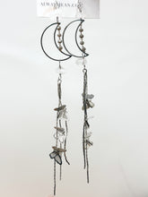 Load image into Gallery viewer, Dream Catcher Moon and Butterfly Tassel Earring Dangles-Silver, Sterling Silver Hooks.