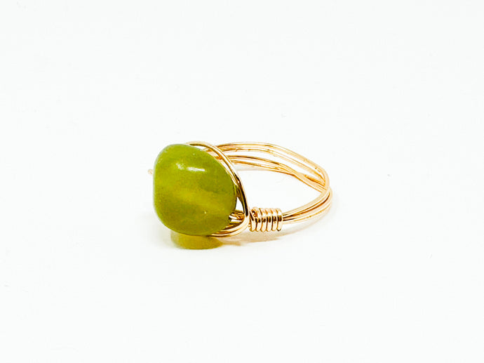 Jade Stone Gold Wire Ring