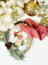 Load image into Gallery viewer, Merry Christmas Vintage Santa with Holly Berries and Pine.