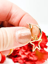 Load image into Gallery viewer, Gold Plated Mini Hoops with Star Charms.