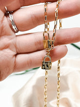 Load image into Gallery viewer, Locket Moon Paper Clip Chain-Gold Filled Necklace.