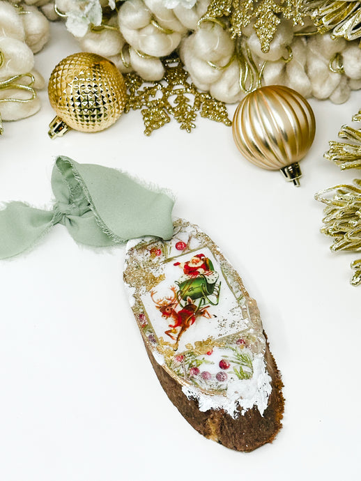 Vintage Santa Claus and reindeer-Christmas Ornament