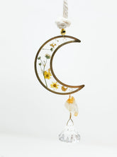 Load image into Gallery viewer, Rearview citrine stone and pressed flower-Moon Sun Catcher Accessory