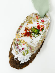 Vintage Santa Claus and reindeer-Christmas Ornament