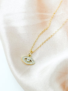 Evil Eye Gem-Gold Filled Necklace.