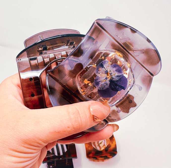 Pressed flower flat hair clips!