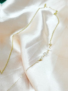 Square Sun Charm with front toggle & Clear Quartz-Gold Filled Necklace.