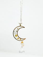 Load image into Gallery viewer, Rearview citrine stone and pressed flower-Moon Sun Catcher Accessory