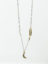 Load image into Gallery viewer, Moon Charm With Carabiner on Paper Clip Chain-Gold Filled Necklace.