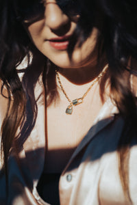 Locket Moon Paper Clip Chain-Gold Filled Necklace.