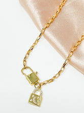 Load image into Gallery viewer, Locket Moon Paper Clip Chain-Gold Filled Necklace.