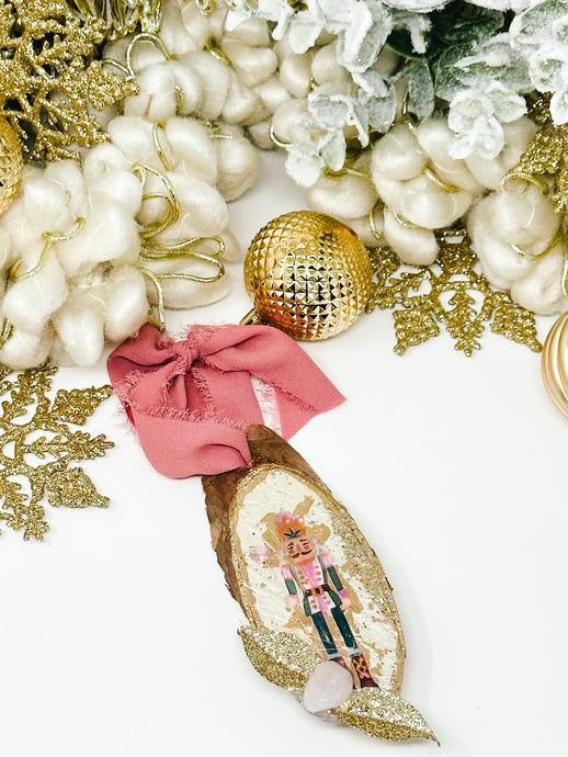 Nutcracker Rose Quartz- Christmas Ornament