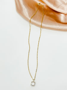 Clear Gem emblem -Gold Filled Necklace.