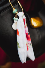 Load image into Gallery viewer, White Floral fabric-Bag Charm