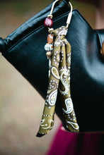 Load image into Gallery viewer, Green and brown paisley fabric-Bag Charm