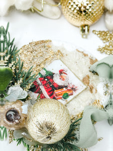Vintage Santa with holiday foliage