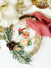 Load image into Gallery viewer, Merry Christmas Vintage Santa with Holly Berries and Pine.
