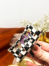 Load image into Gallery viewer, Checkered Claw Clip Infused with Real Flowers in Resin.
