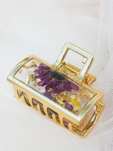 Mini Metal Clip Infused with Real Flowers in Resin.