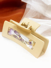 Load image into Gallery viewer, Mustard Claw Clip Infused with Real Flowers in Resin.