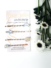 Load image into Gallery viewer, Rose Quartz, Faux Diamond, Moons and Stars Bobby Pin Set- Celestial, gemstone hair accessories- fun wedding hair accessories