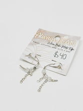 Load image into Gallery viewer, Sterling Silver Hammered Hoops with quartz and heart chain
