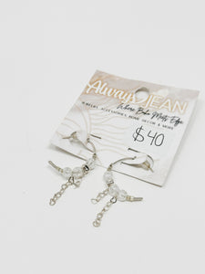 Sterling Silver Hammered Hoops with quartz and heart chain