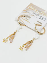 Load image into Gallery viewer, Gold Filled Hoops with moon and gemstone dangles