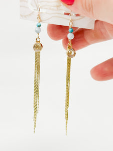 Gold Filled turquoise gemstones and gold chain dangles