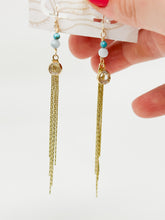 Load image into Gallery viewer, Gold Filled turquoise gemstones and gold chain dangles