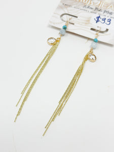 Gold Filled turquoise gemstones and gold chain dangles