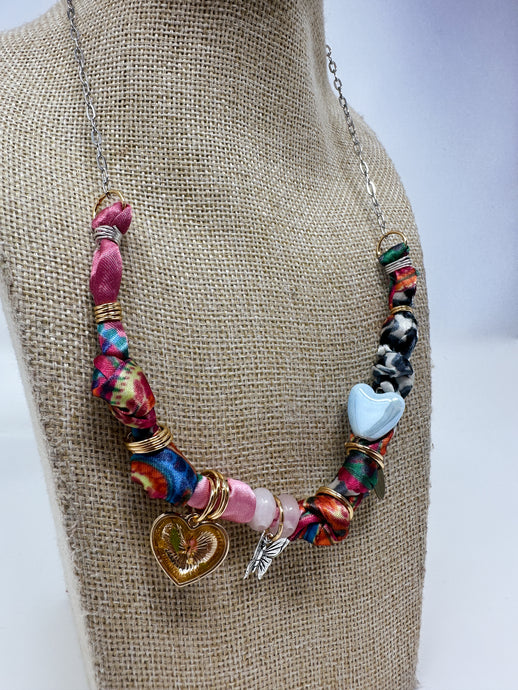 Multicolored fun print bandana necklace