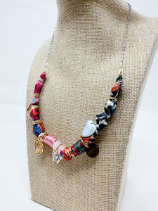 Multicolored fun print bandana necklace