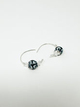 Load image into Gallery viewer, Sterling Silver Hammered blue ceramic Hoops