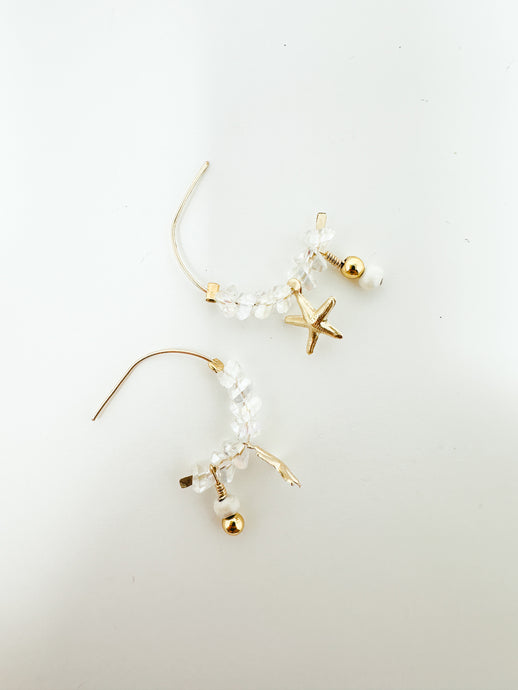 Gold Filled Hammered Starfish Hoops