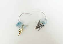 Load image into Gallery viewer, Sterling Silver Hammered Aquamarine cool girl mixed metal hoops