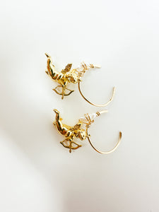 Gold Filled Hammered Pearl wrapped hoops with cherub charms