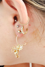 Load image into Gallery viewer, Gold Filled Hammered Pearl wrapped hoops with cherub charms