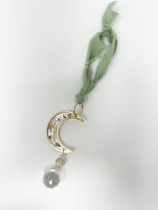 Rearview Mirror Real flower sage green Sun Catcher Accessory
