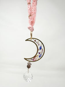 Rearview Mirror Real flower pink lace Sun Catcher Accessory