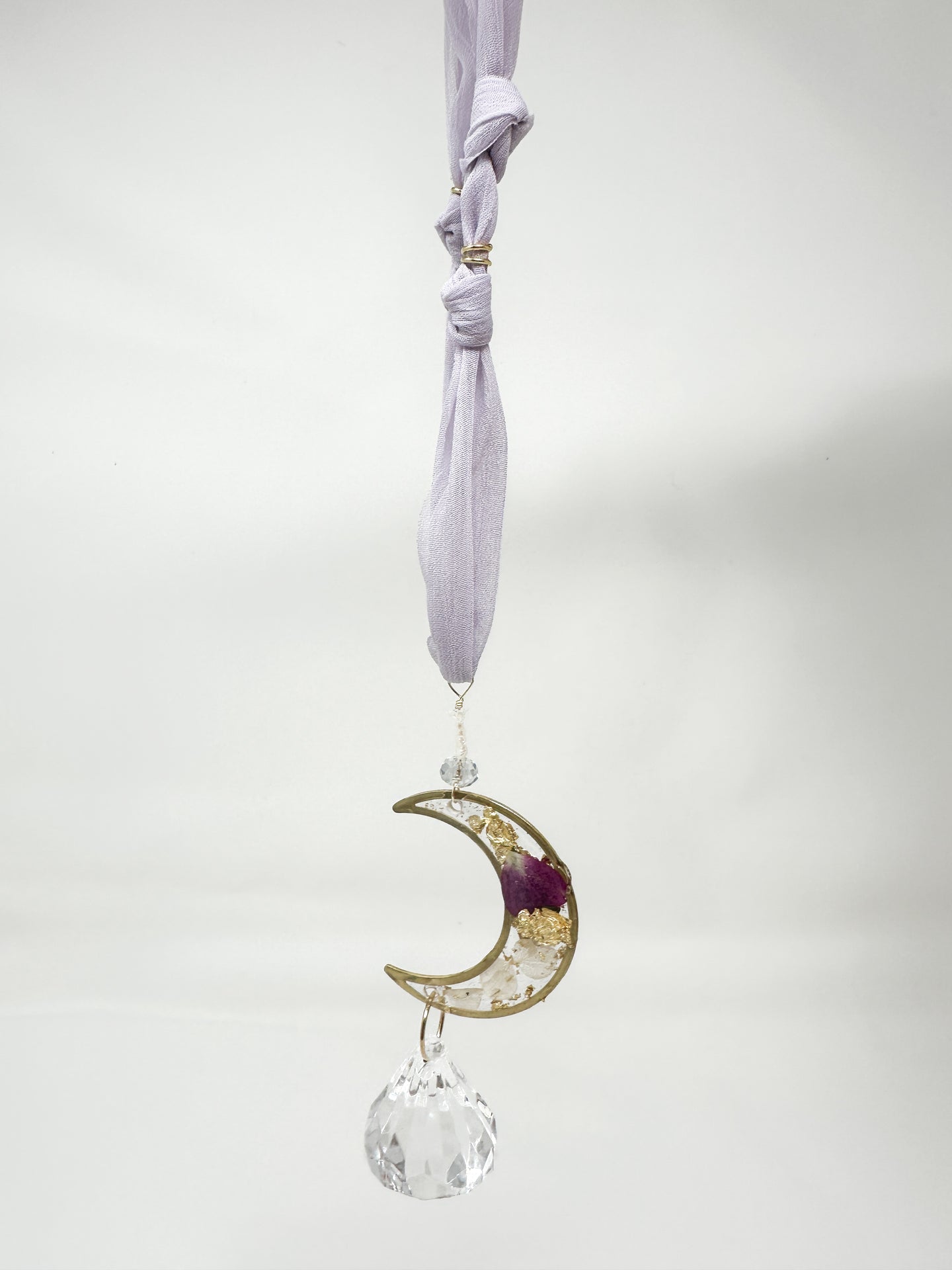Rearview Mirror Real flower lilac and pearl Sun Catcher Accessory