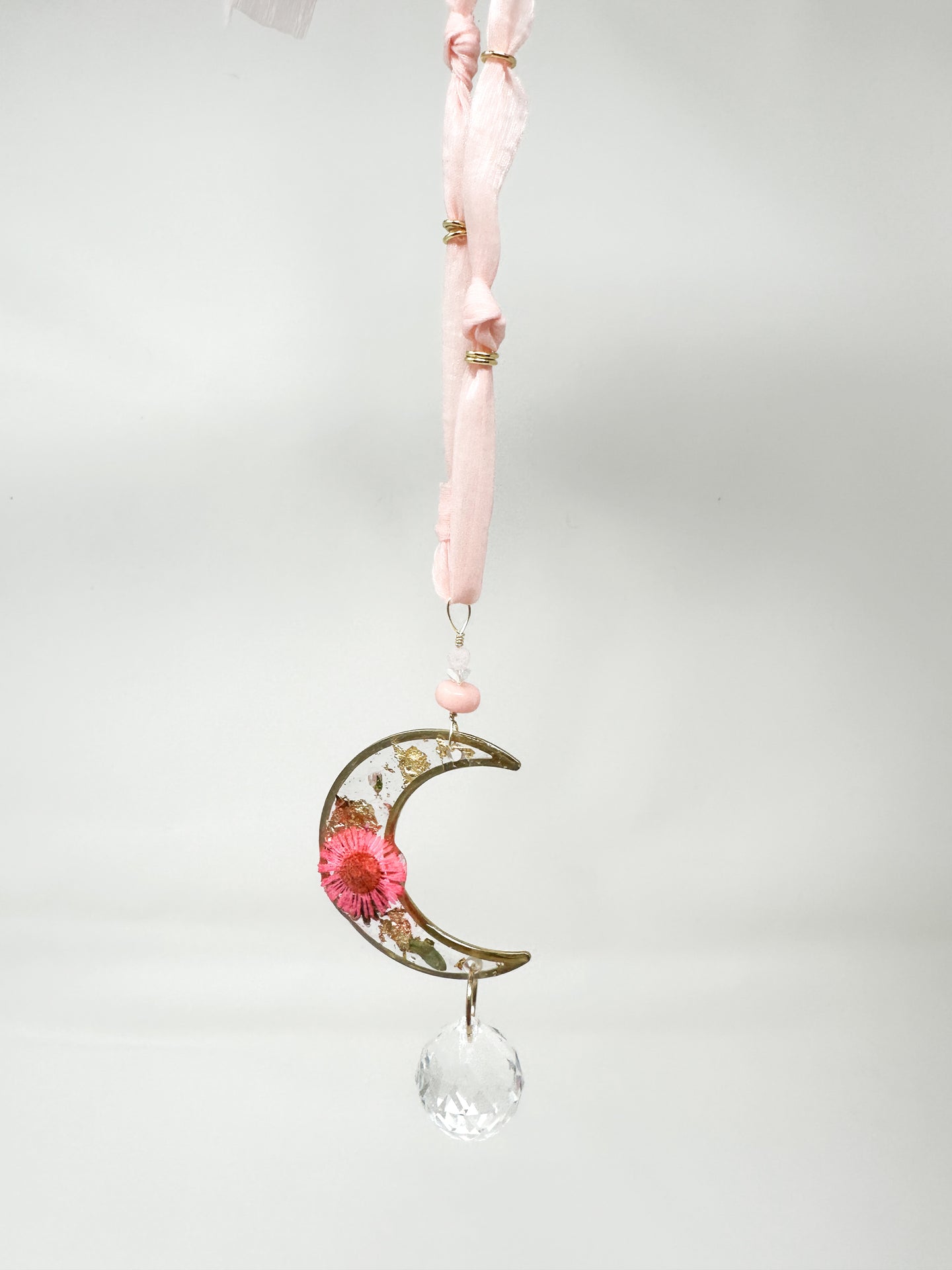 Rearview Mirror Real flower light pink Sun Catcher Accessory