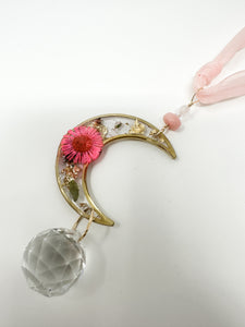 Rearview Mirror Real flower light pink Sun Catcher Accessory