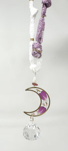 Rearview Mirror Real flower purple and white lace Sun Catcher Accessory