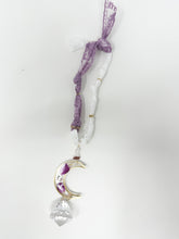 Load image into Gallery viewer, Rearview Mirror Real flower purple and white lace Sun Catcher Accessory
