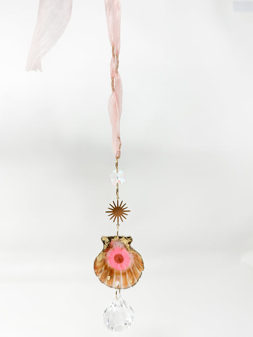 Real flowers and shell Sun Catcher Accessory