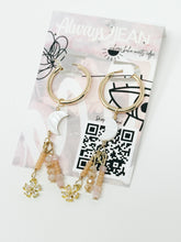 Load image into Gallery viewer, Gold Filled Hoops with moon and gemstone dangles