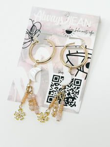 Gold Filled Hoops with moon and gemstone dangles