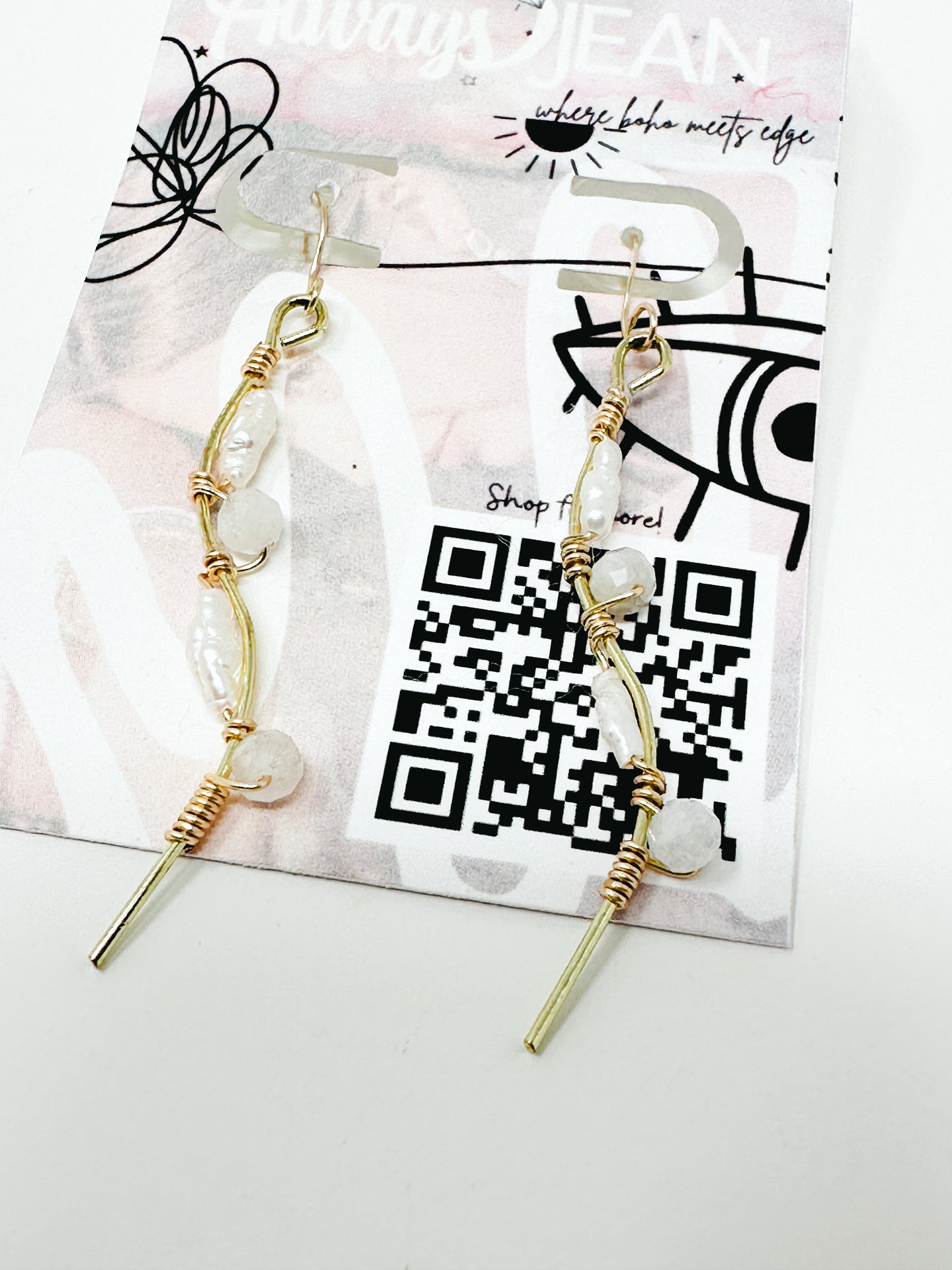 Genuine pearls and quartz stone gold filled earrings.