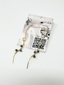 Pyrite and Smokey quartz stone gold filled earrings.